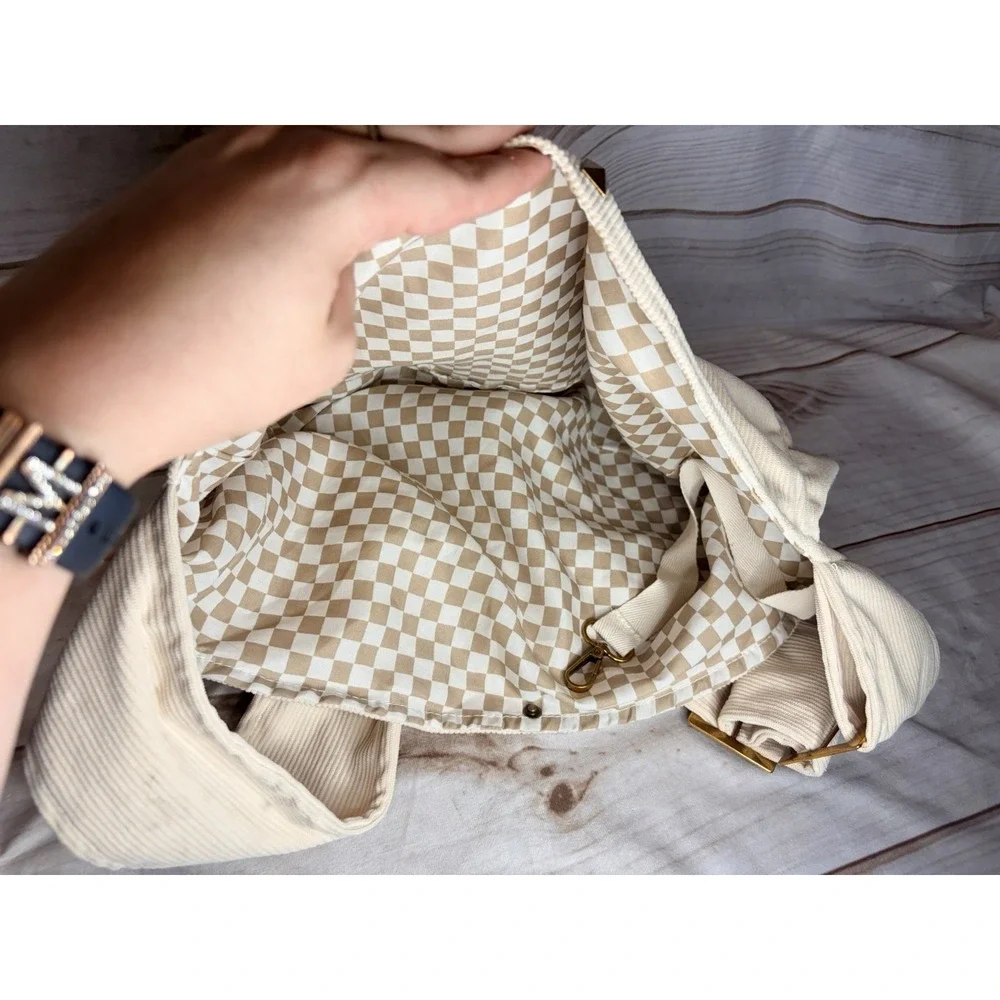 Moxxie‎ Pet Sling Carrier Cream Corduroy Small Dog Cat Carrier Adjustable Strap